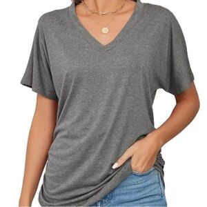 Aerie Boyfriend Charcoal V-Neck Short Sleeve Tunic Size Medium